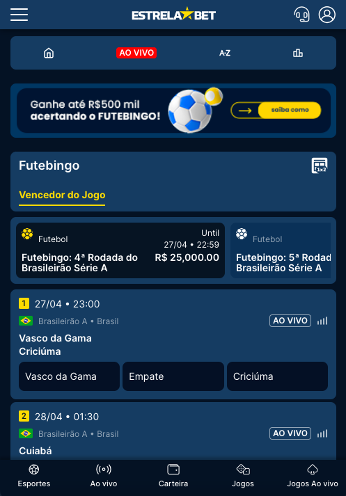 Futebingo na Estrela Bet